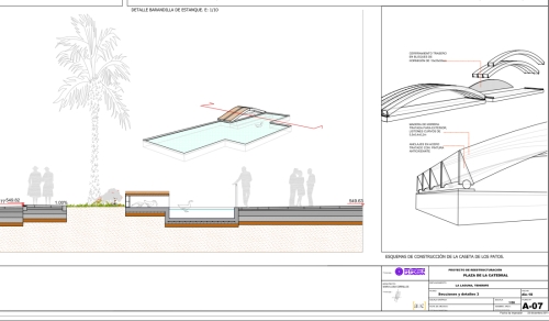 Detalle del proyecto inicial de A.U.C. con estanque y caseta más grandes